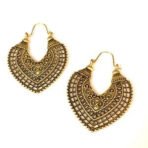 Brand New Boho Brass Toned Mandala Earrings